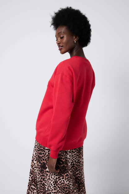 Red Varsity Scamp & Dude Oversized Sweatshirt