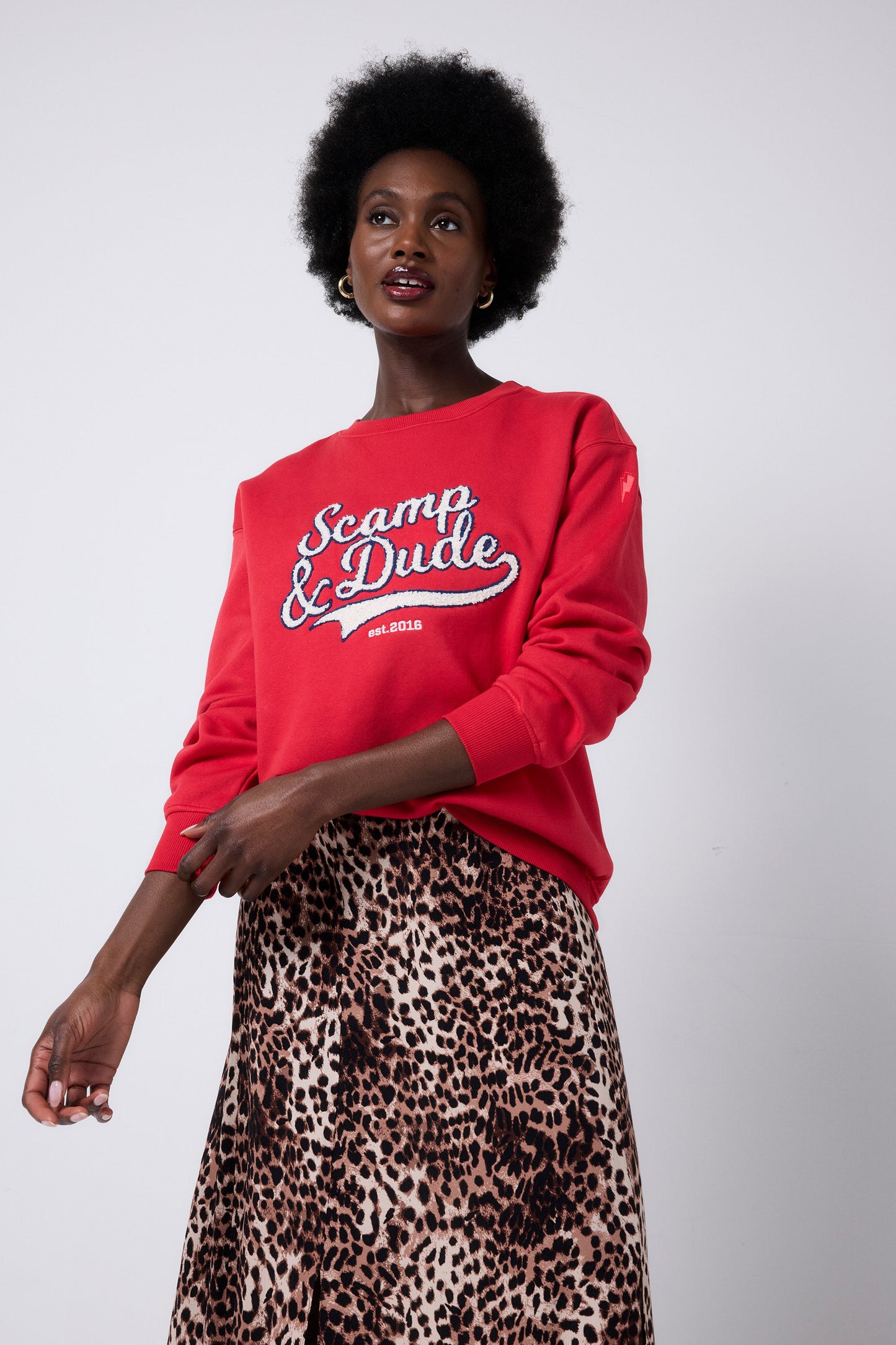 Red Varsity Scamp & Dude Oversized Sweatshirt