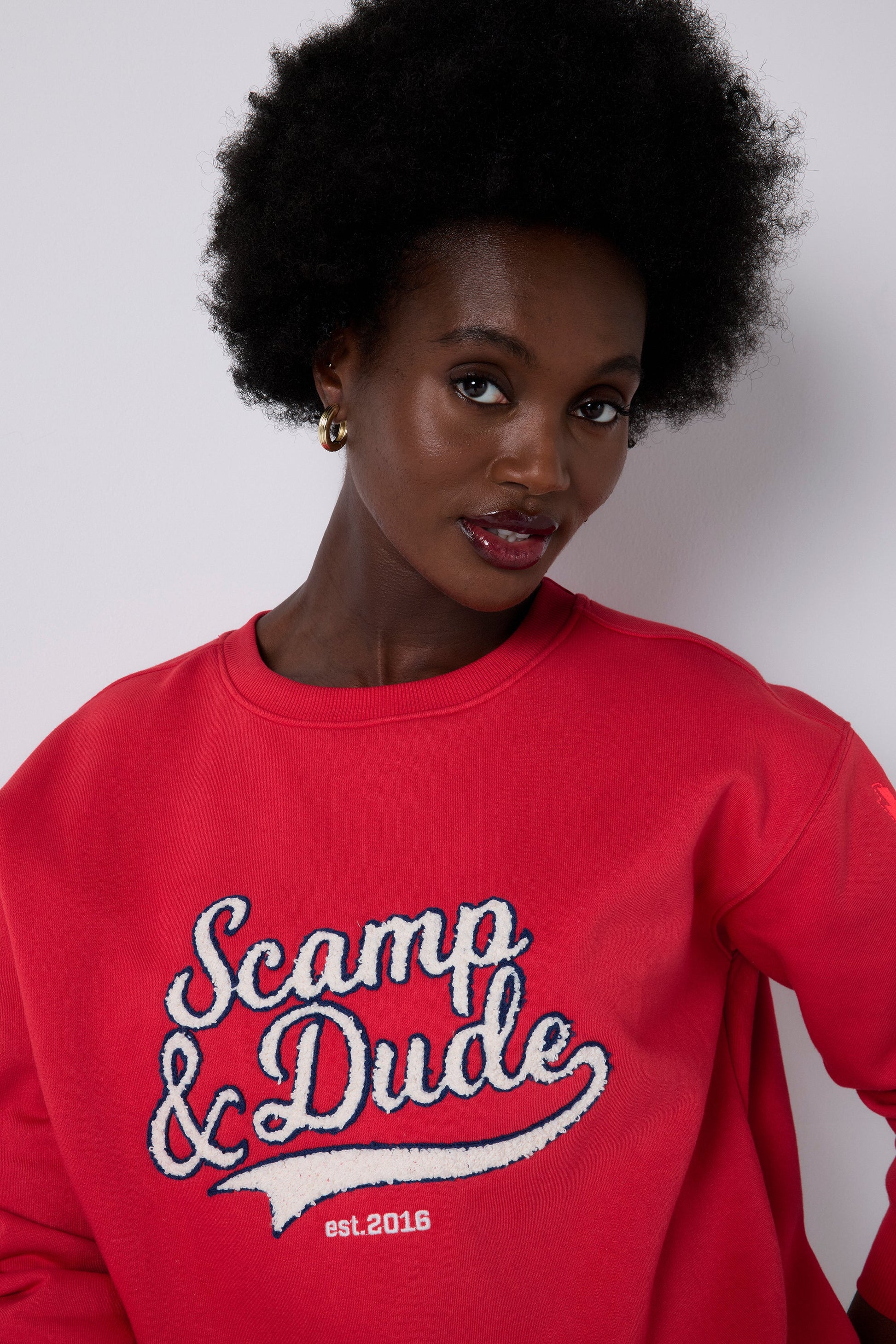 Red Varsity Scamp & Dude Oversized Sweatshirt