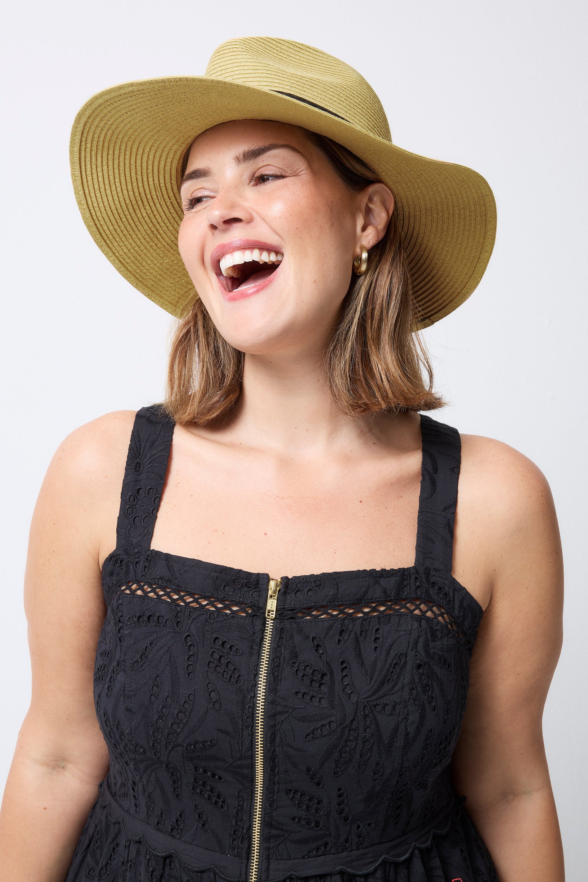 Natural with Black Plaited Trim Straw Hat