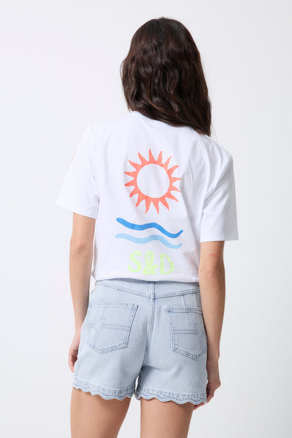 Pale Indigo Scallop Denim Shorts