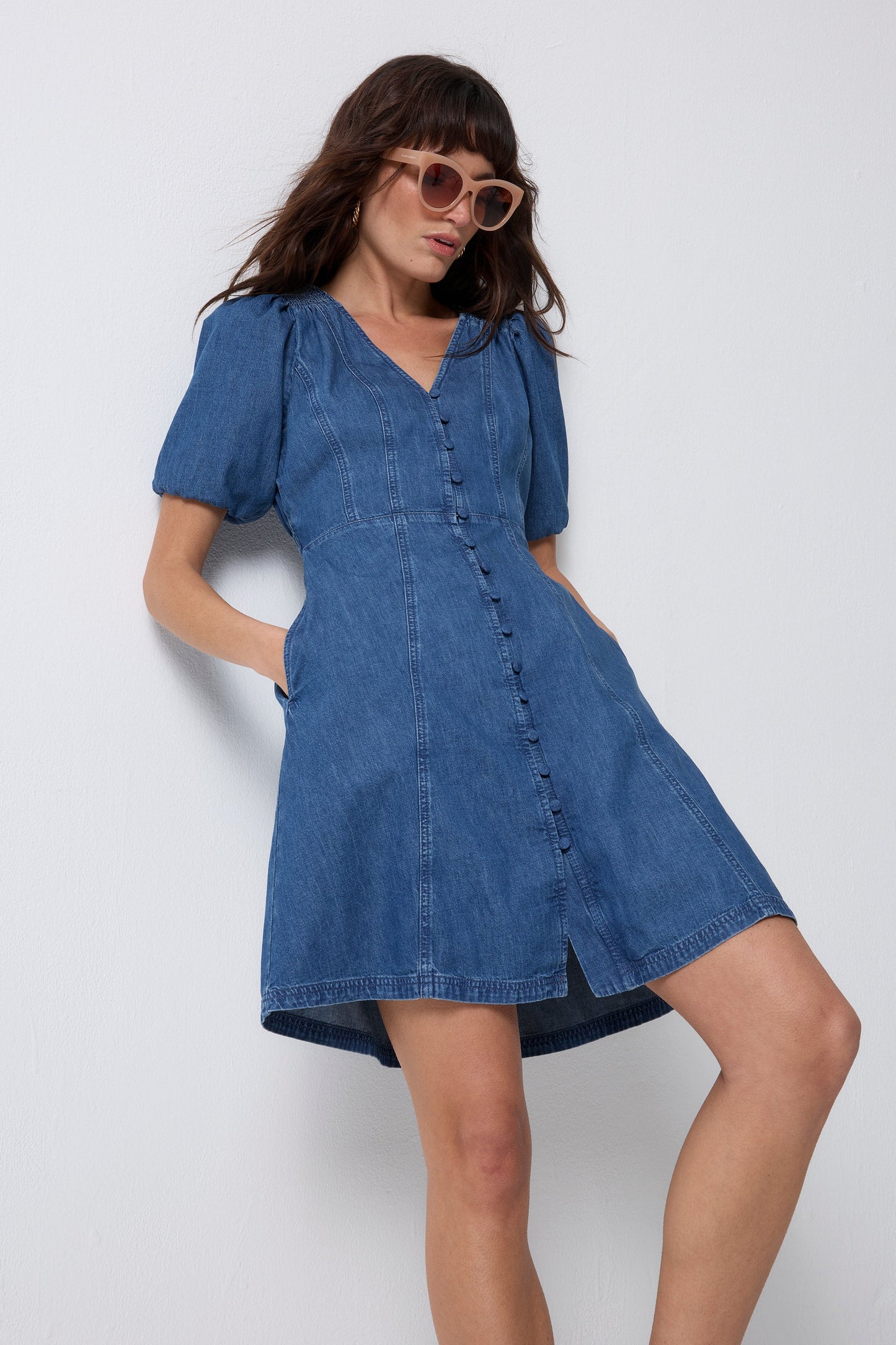 Indigo Denim Button Through Dress