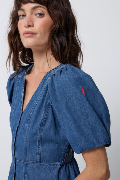 Indigo Denim Button Through Dress