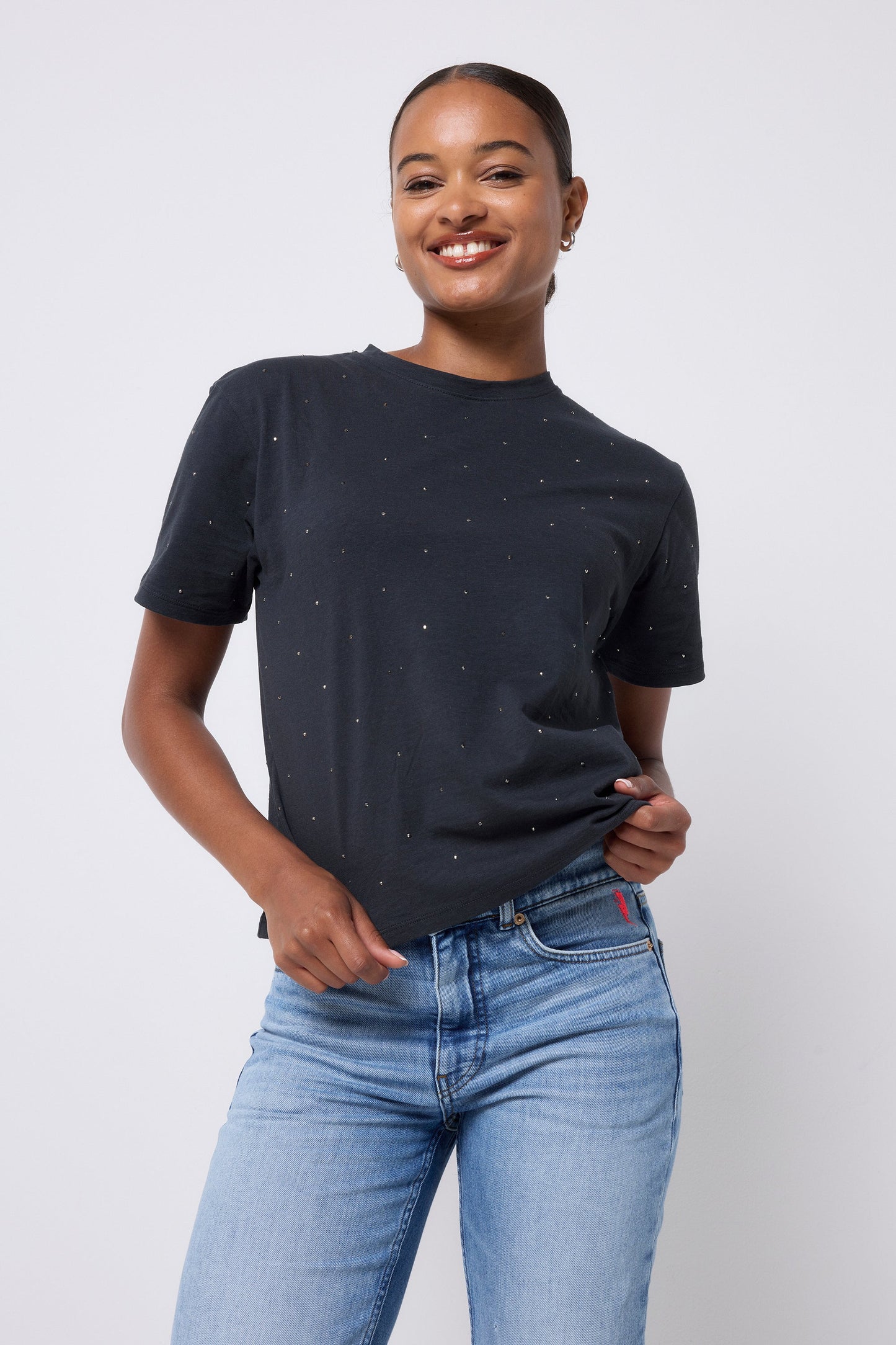 Dark Grey Studded T-Shirt