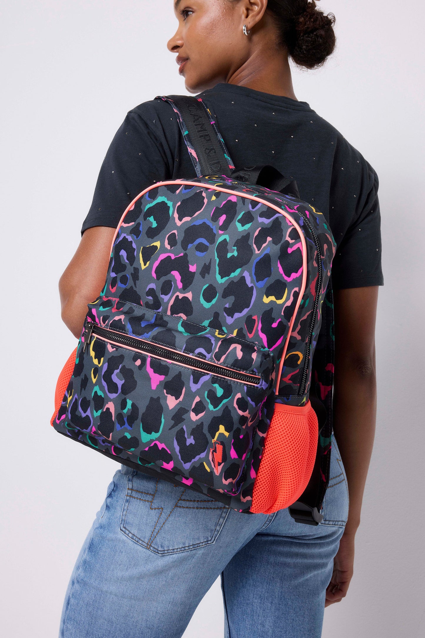 Grey with Rainbow Shadow Leopard Backpack