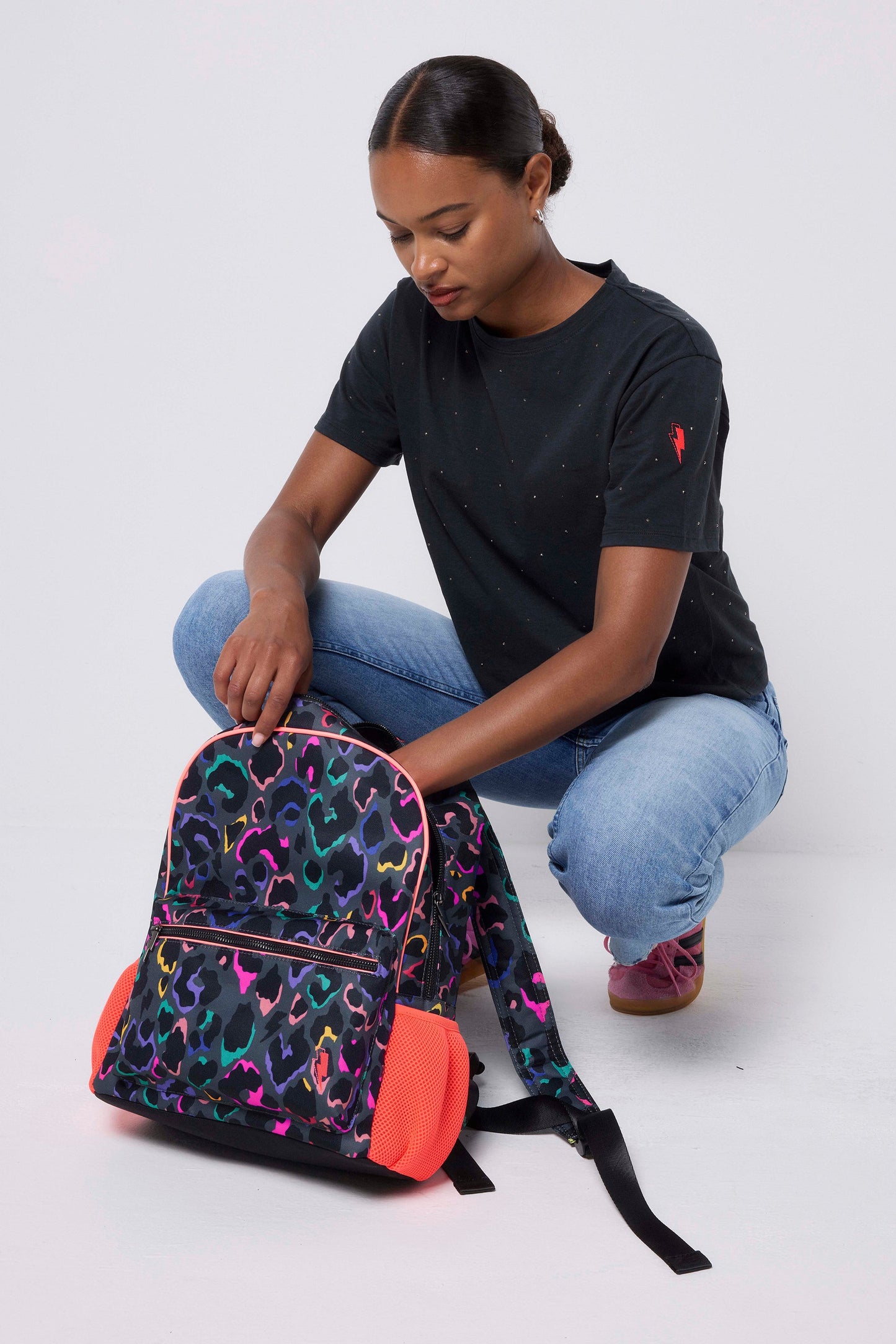 Grey with Rainbow Shadow Leopard Backpack