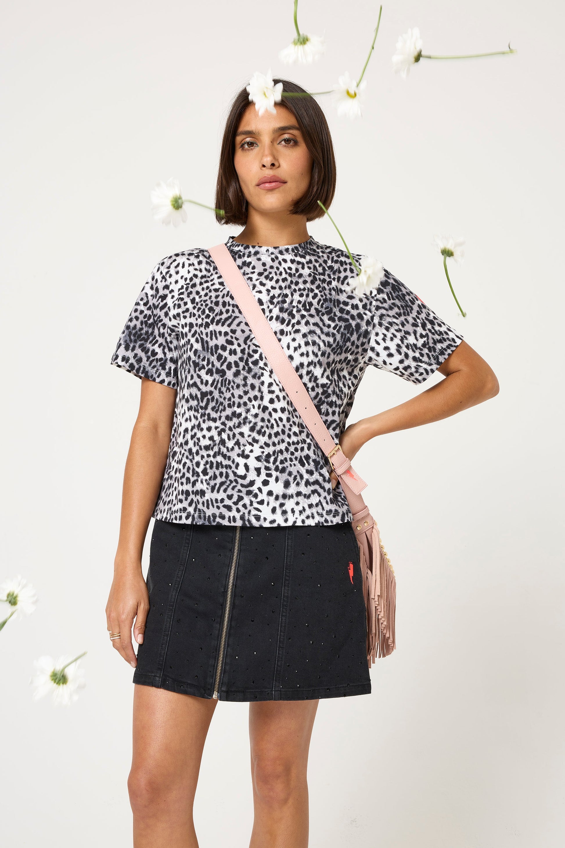 Grey with Black Cheetah T-Shirt