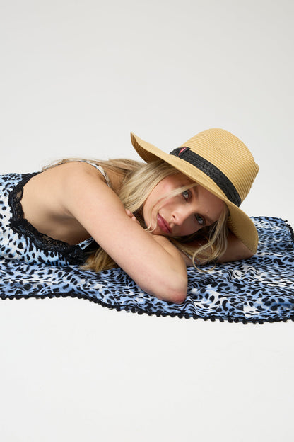 Natural with Black Plaited Trim Straw Hat