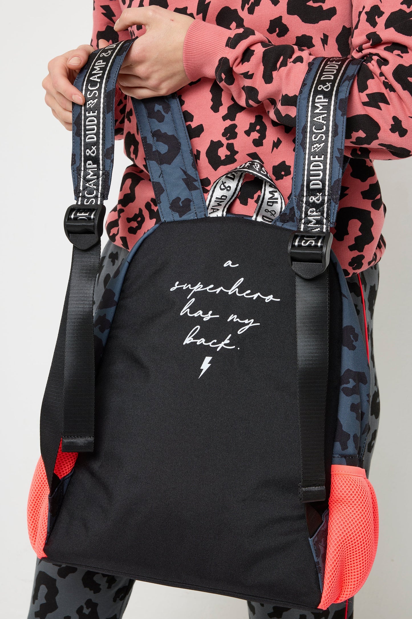 Grey with Black Leopard Backpack