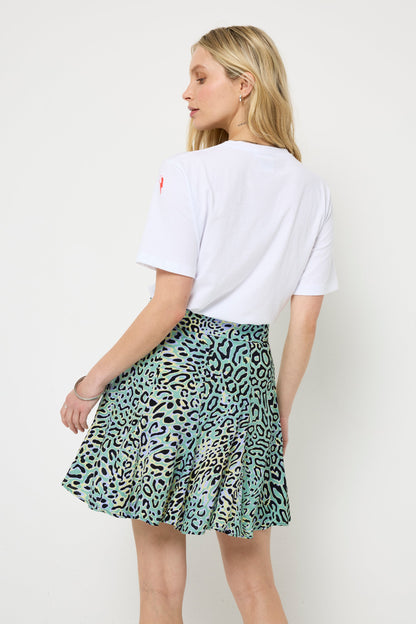Green with Yellow Leopard Ray Skater Skirt
