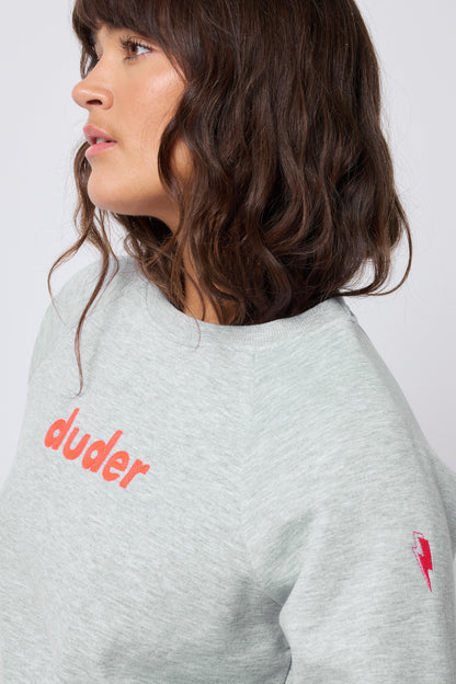 Grey Marl Duder Embroidery Sweatshirt