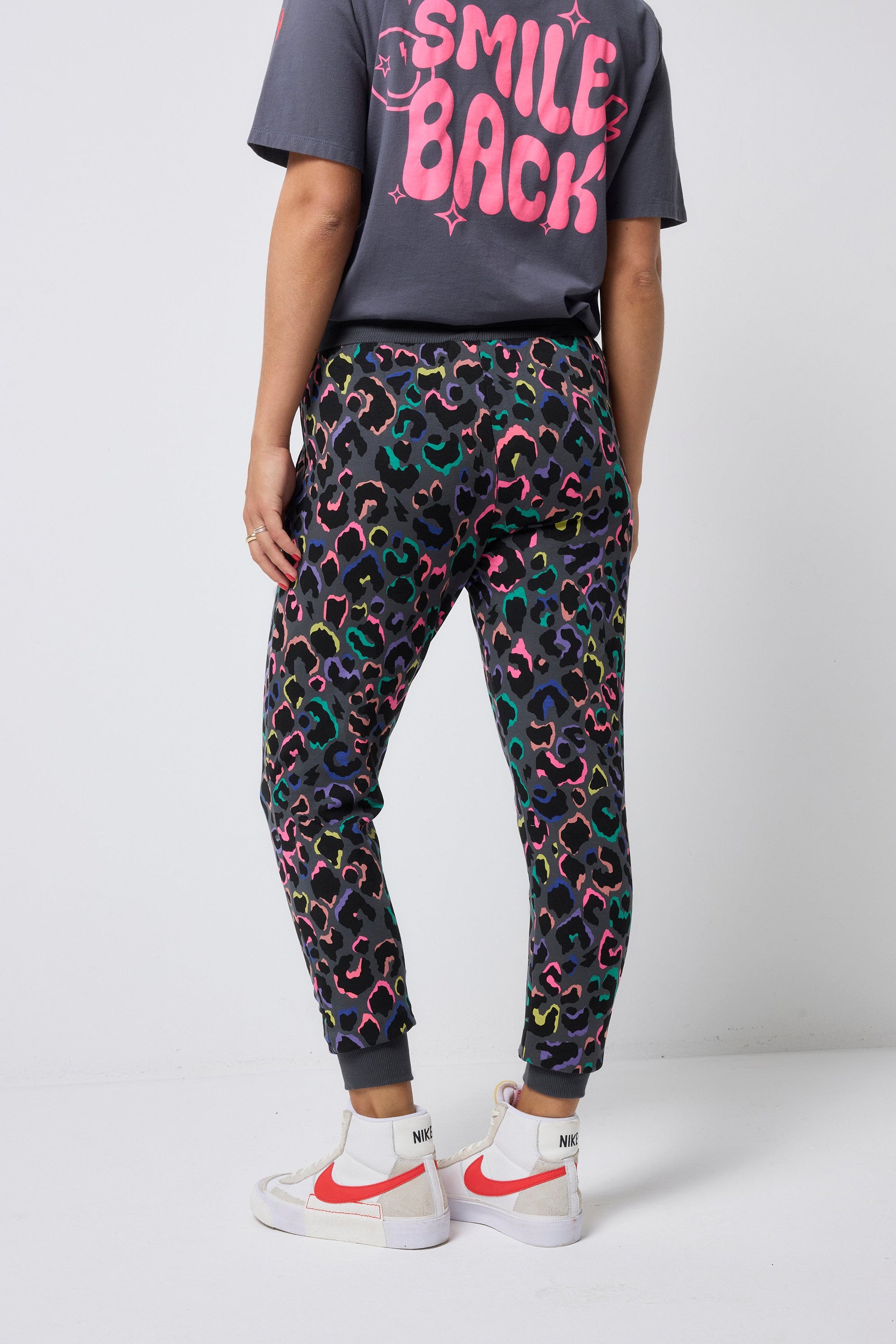 Grey with Rainbow Shadow Leopard and Lightning Bolt Cosy Joggers