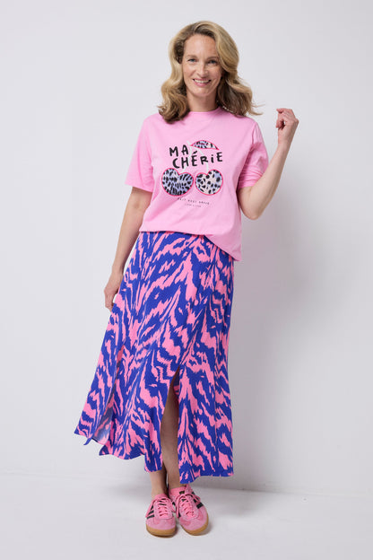 Pink Ma Cherie Graphic Print Band T-Shirt