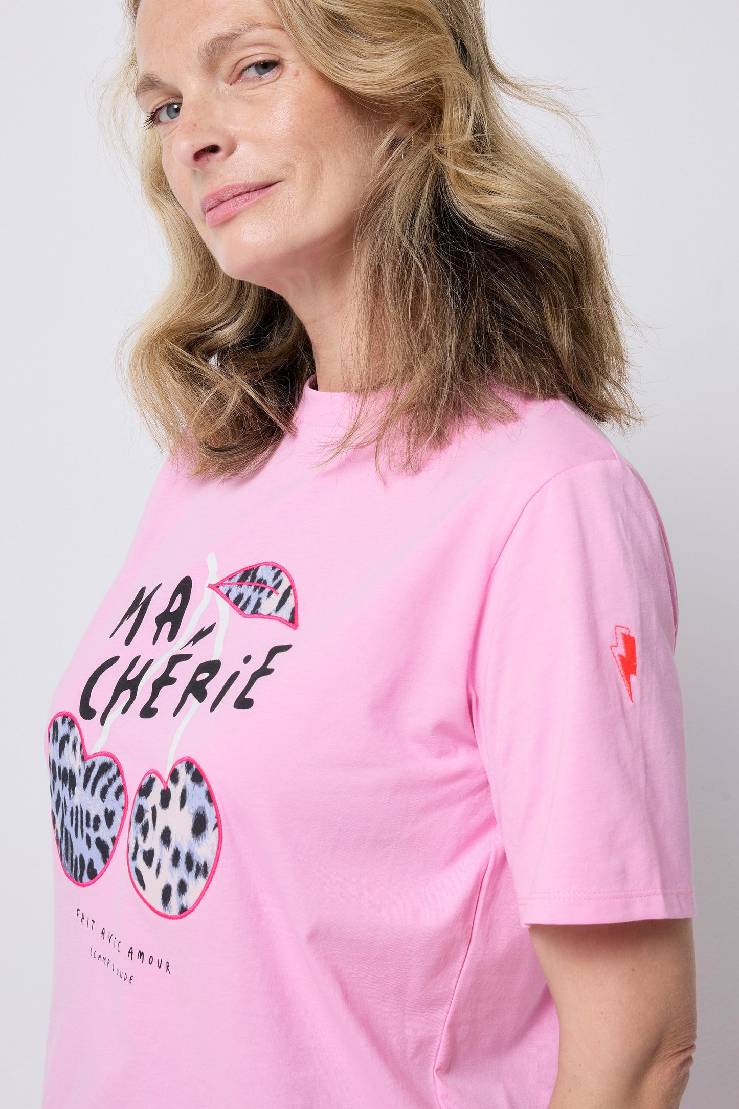 Pink Ma Cherie Graphic Print Band T-Shirt