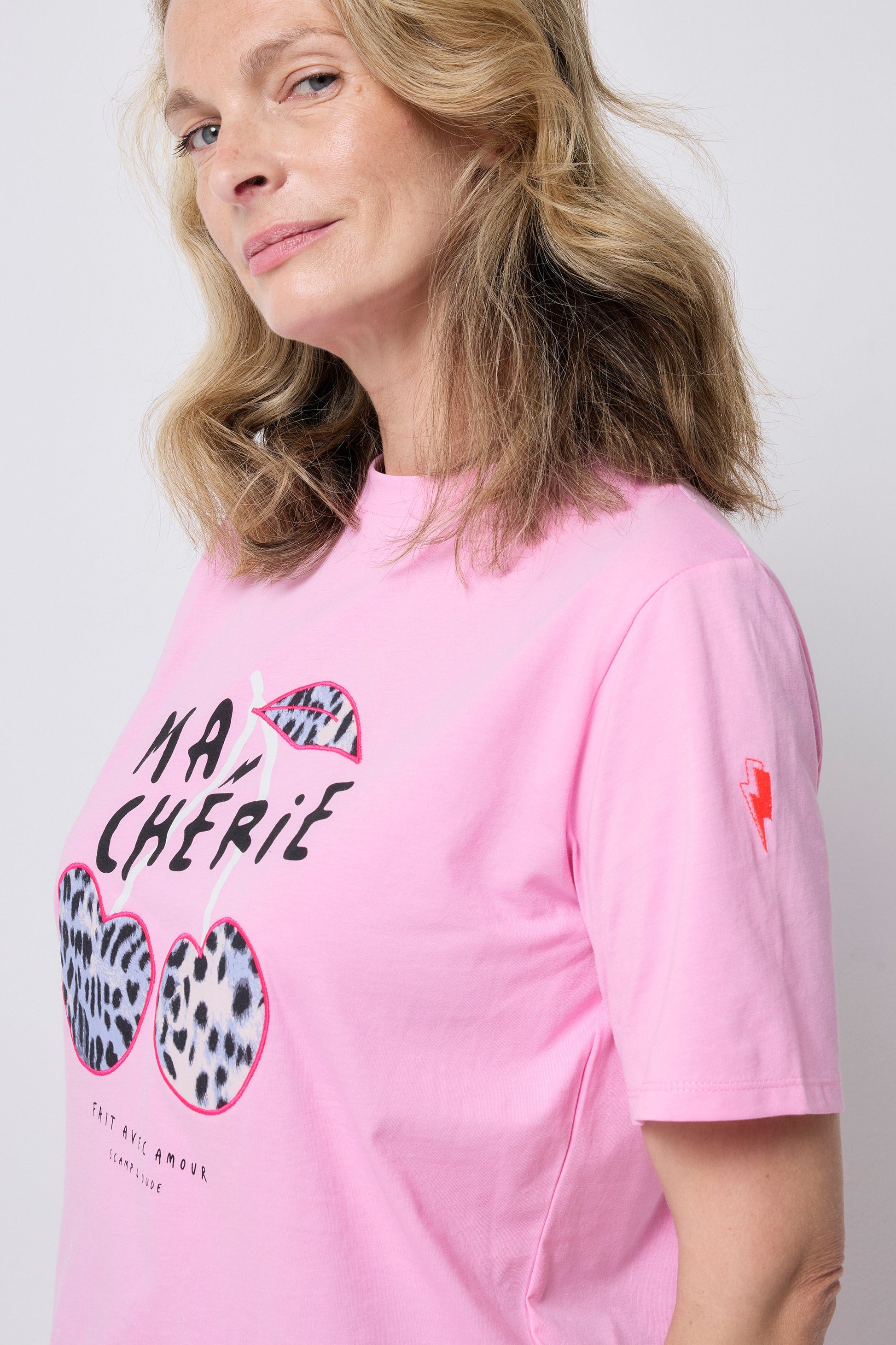 Pink Ma Cherie Graphic Print Band T-Shirt