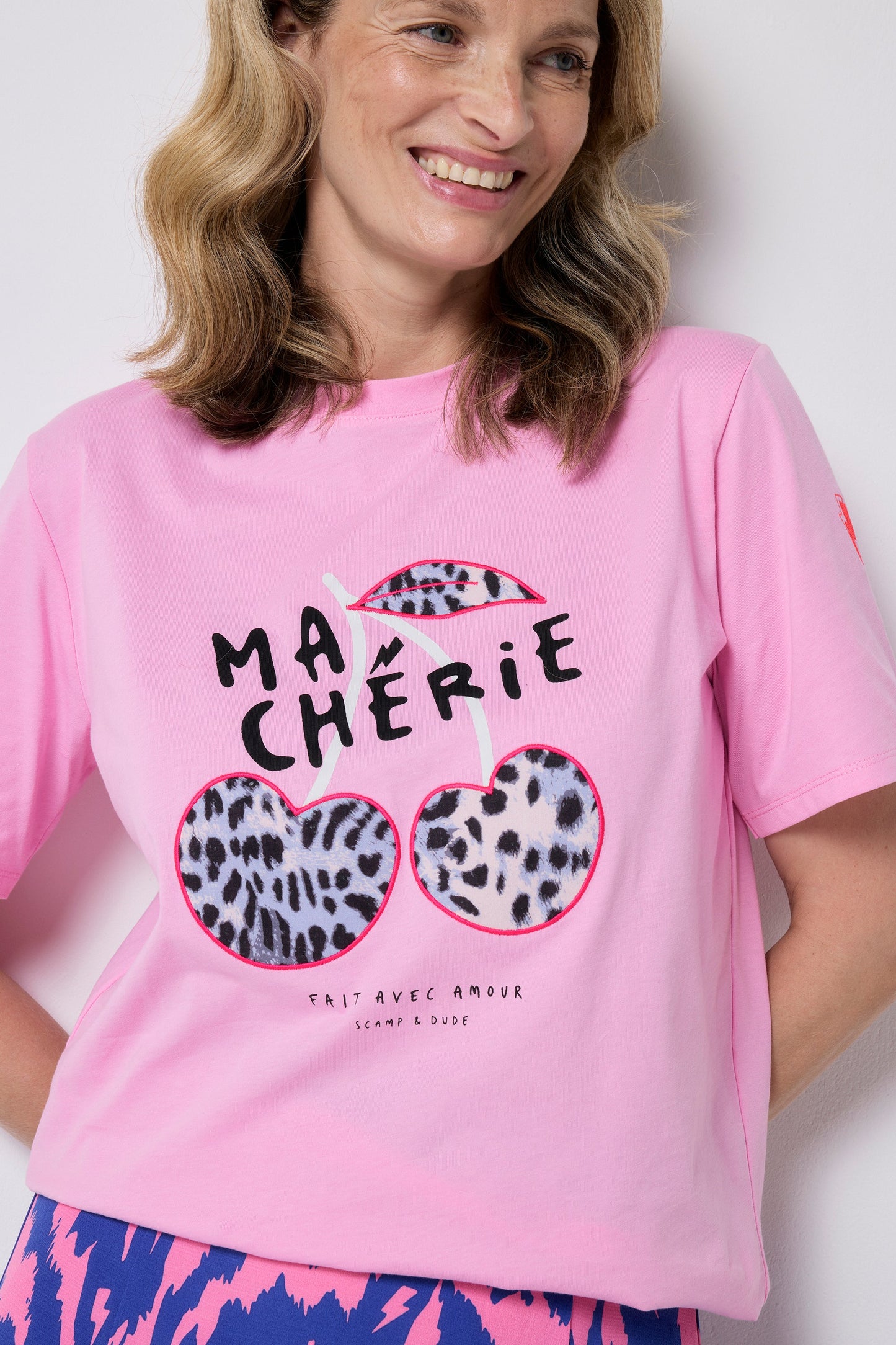 Pink Ma Cherie Graphic Print Band T-Shirt
