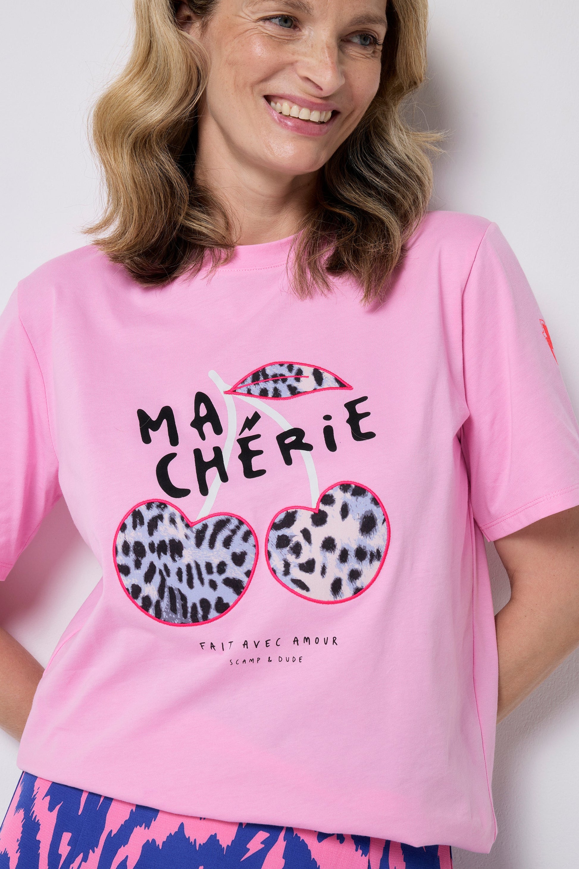 Pink Ma Cherie Graphic Print Band T-Shirt