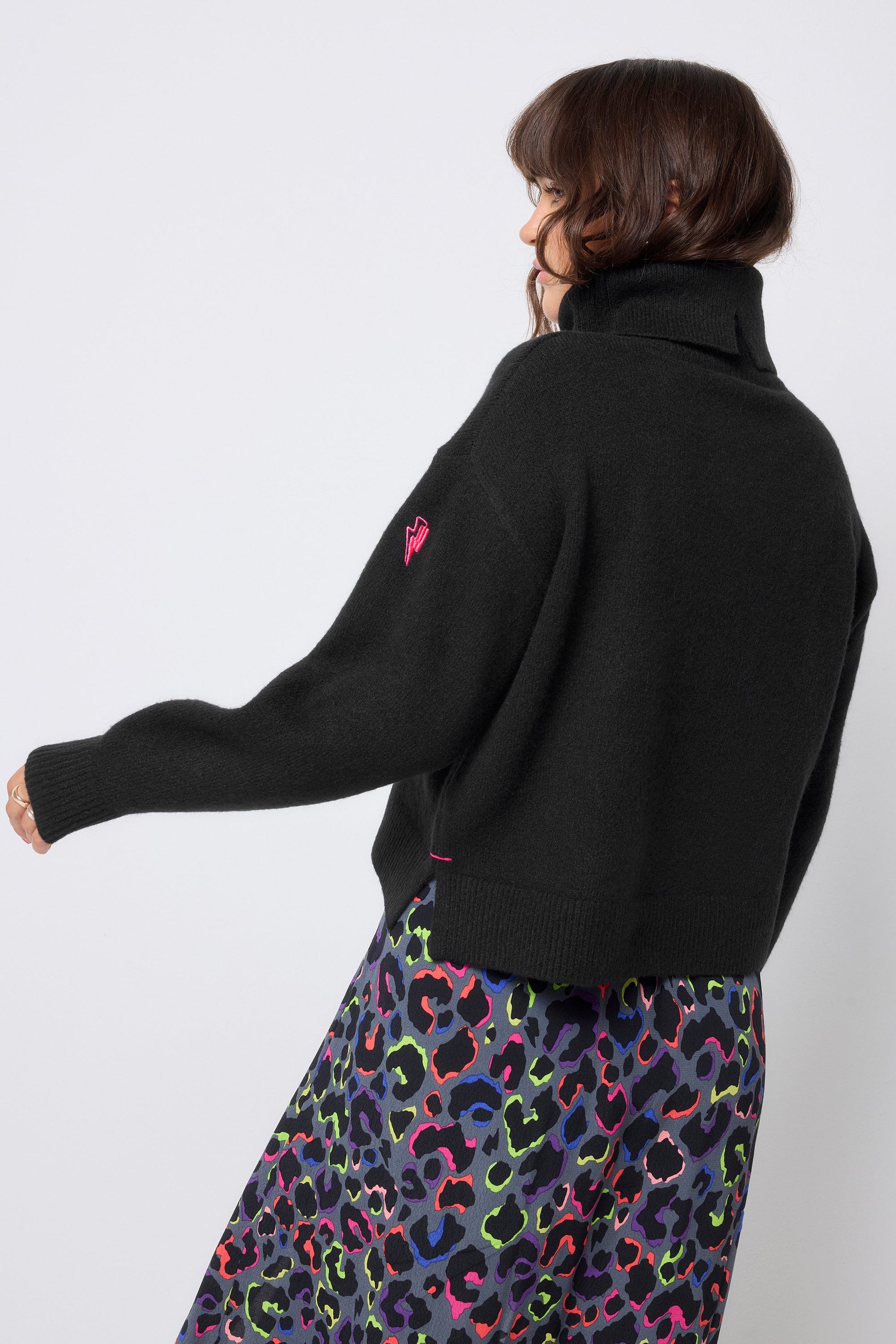 Black Turtleneck Knitted Jumper
