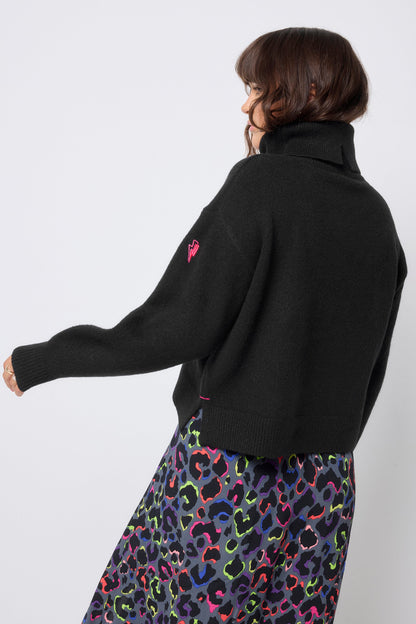 Black Turtleneck Knitted Jumper