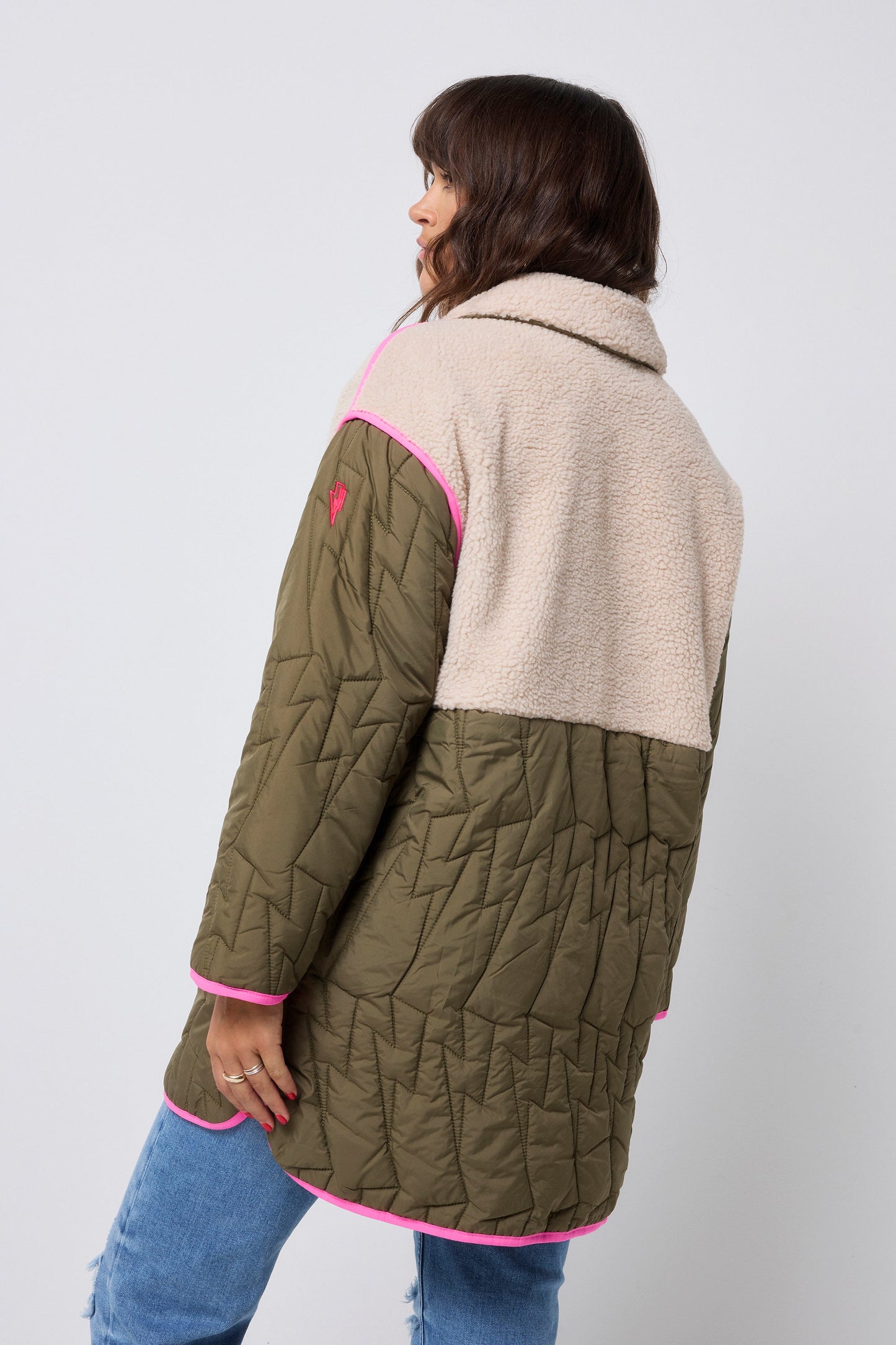 Quilted Khaki Lightning Bolt with Borg Coat
