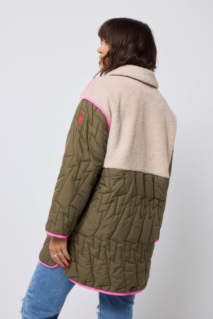 Quilted Khaki Lightning Bolt with Borg Coat