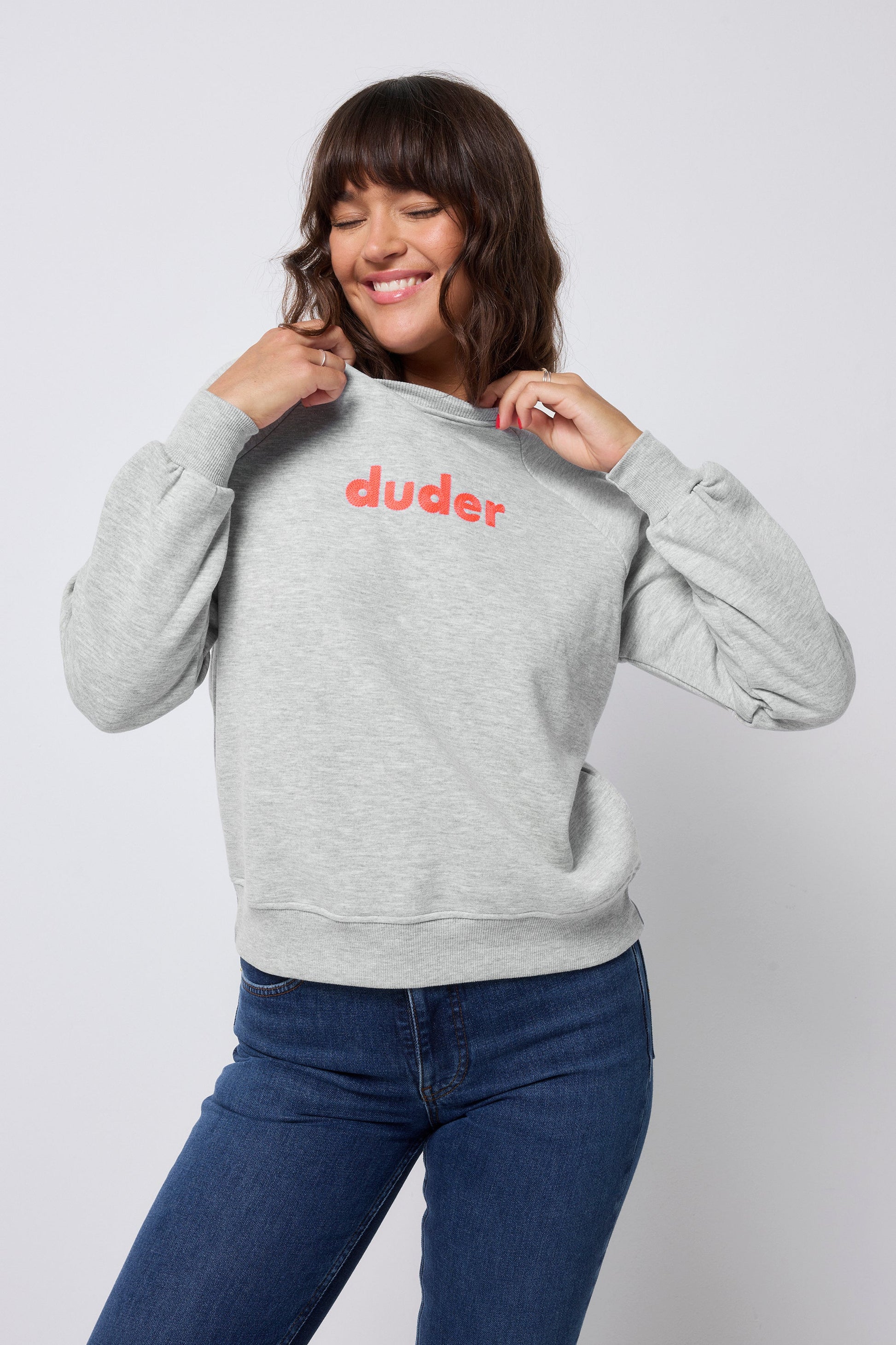 Grey Marl Duder Embroidery Sweatshirt
