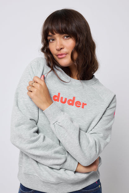Grey Marl Duder Embroidery Sweatshirt