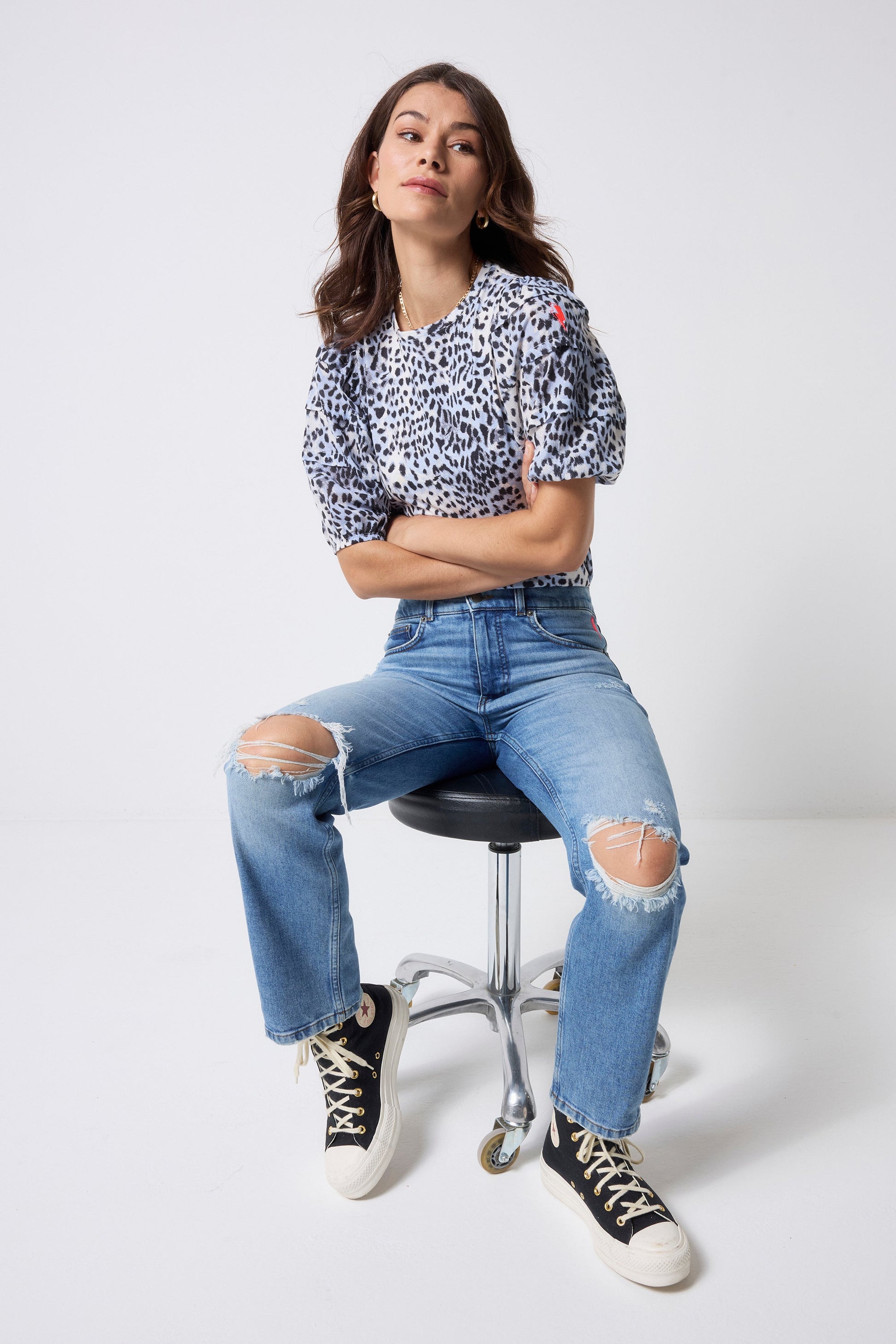 Authentic Light Indigo Distressed Boyfriend Jeans