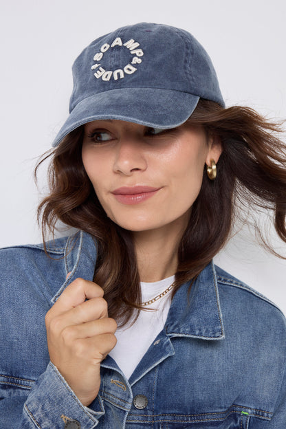 Washed Blue Graphic Logo Cap