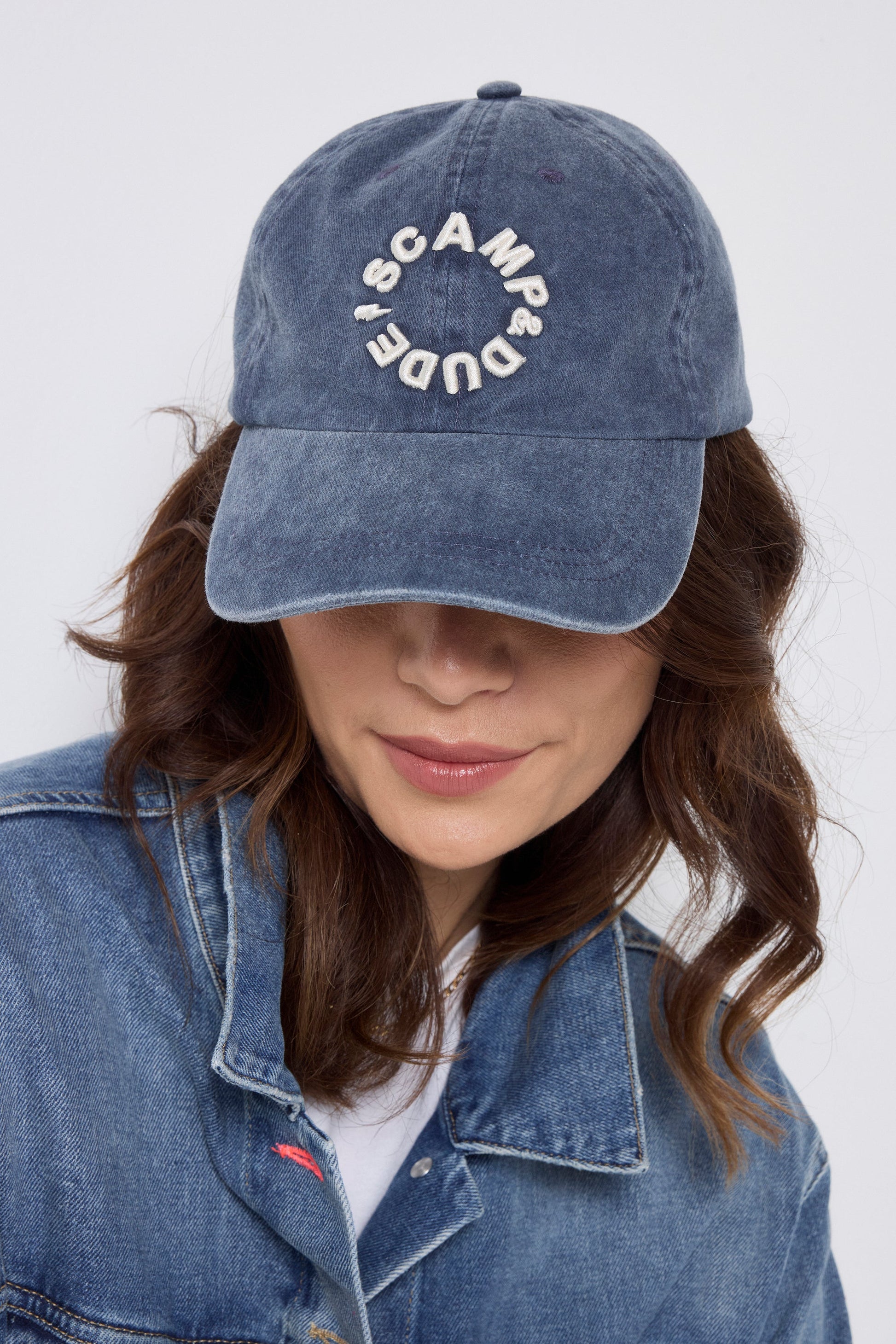 Washed Blue Graphic Logo Cap