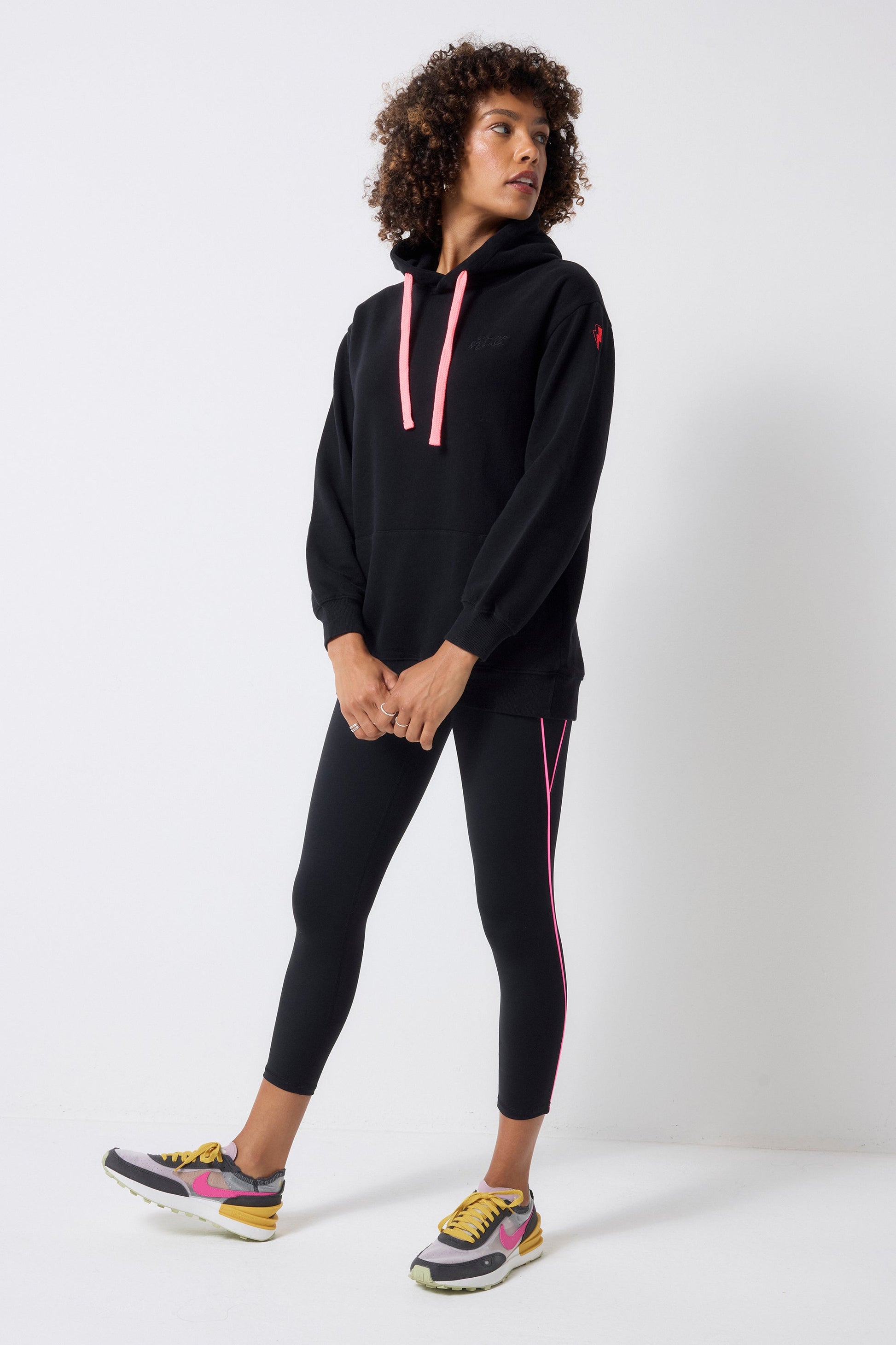 Black with Neon Piping 7/8 Length Active Leggings
