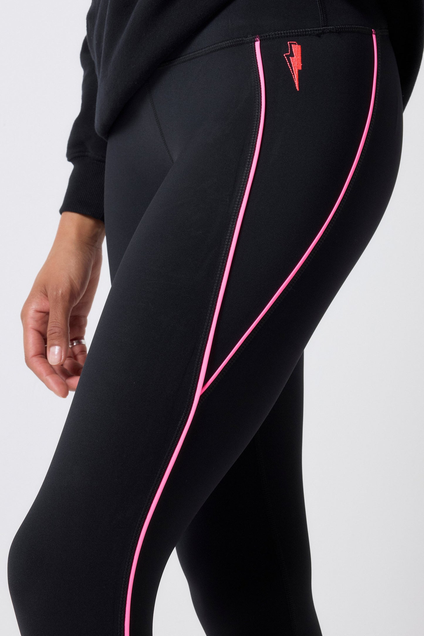 Black with Neon Piping 7/8 Length Active Leggings