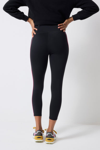 Black with Neon Piping 7/8 Length Active Leggings
