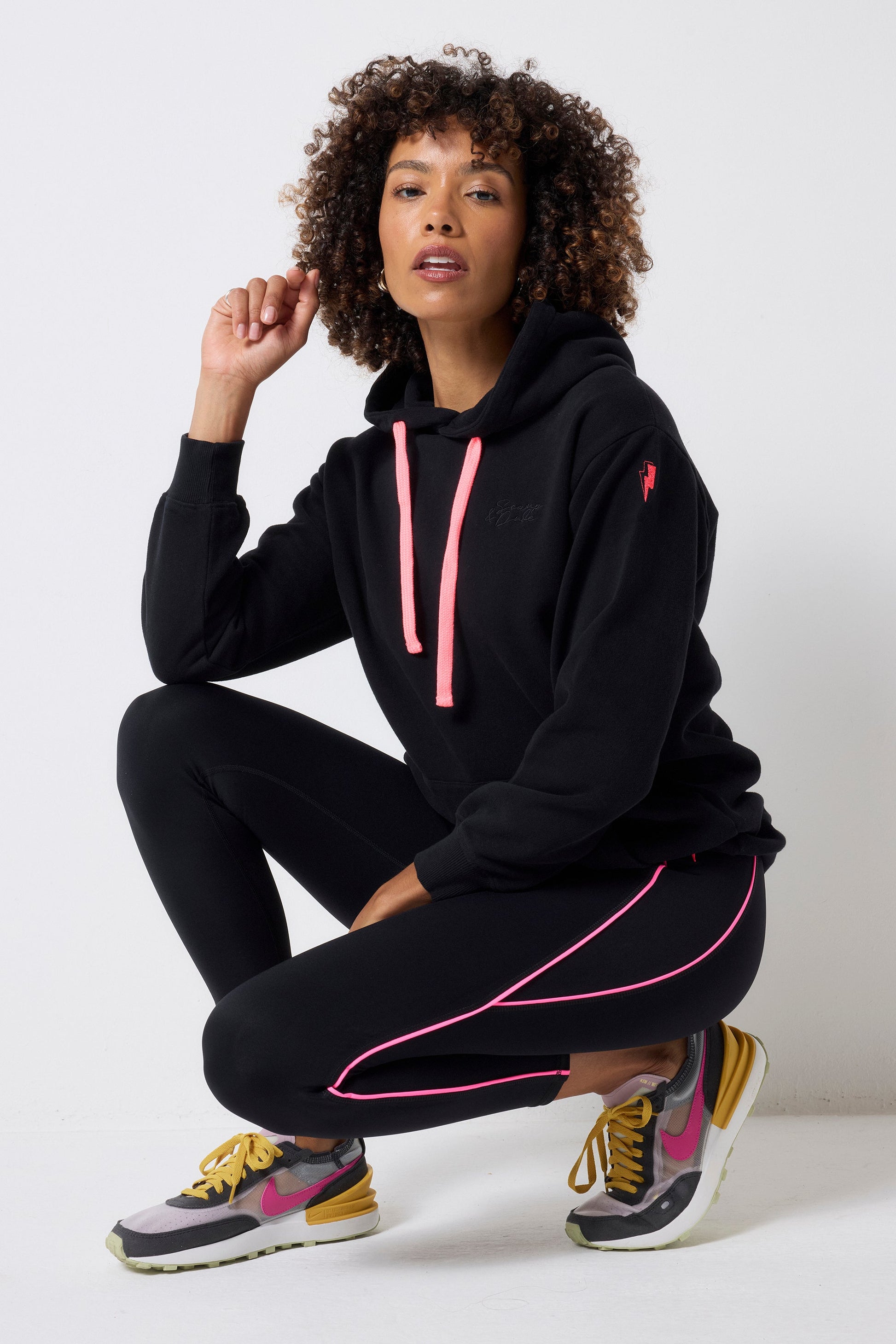 Black with Neon Piping 7/8 Length Active Leggings