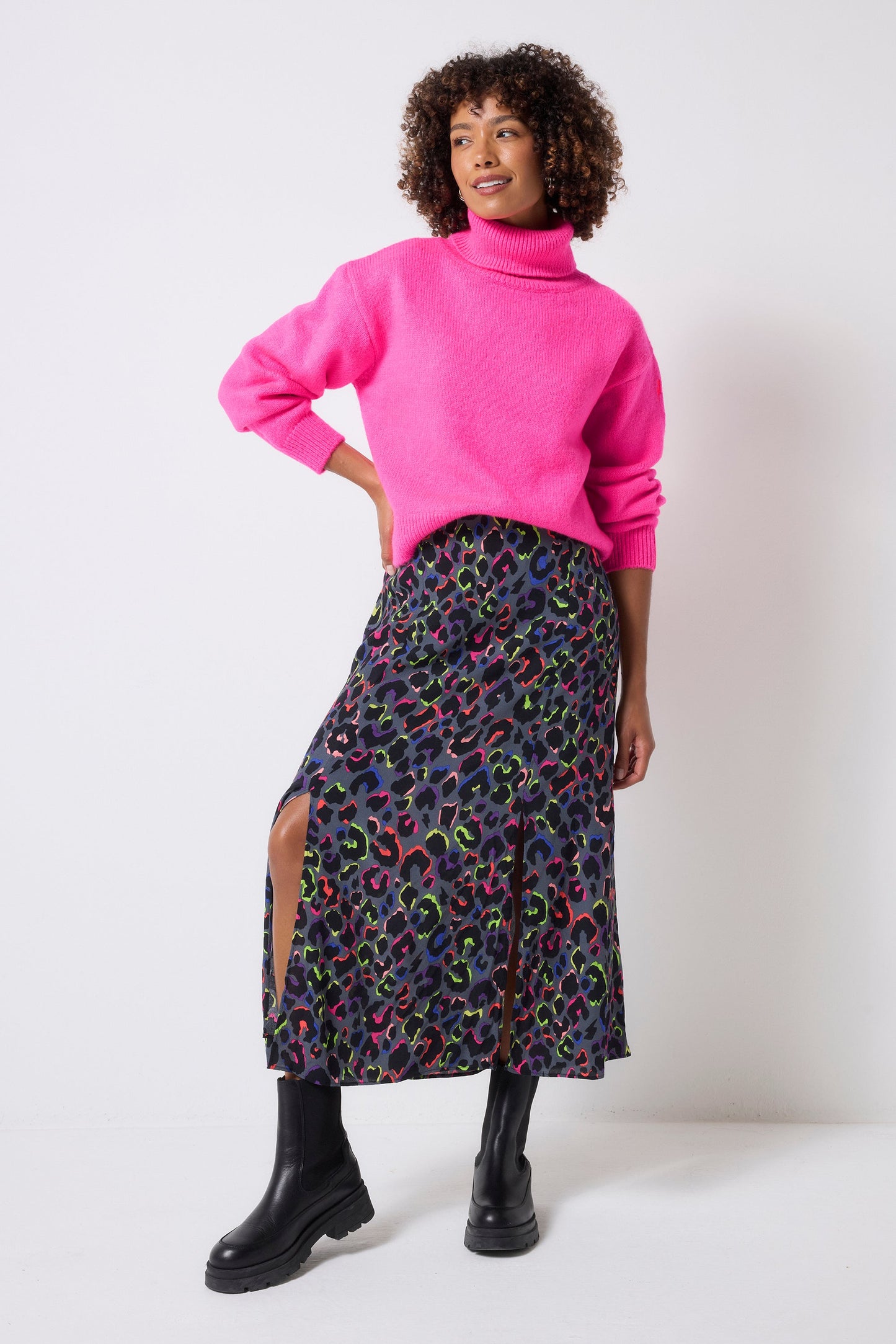 Pink Turtleneck Knitted Jumper