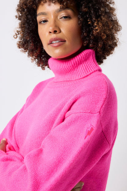 Pink Turtleneck Knitted Jumper