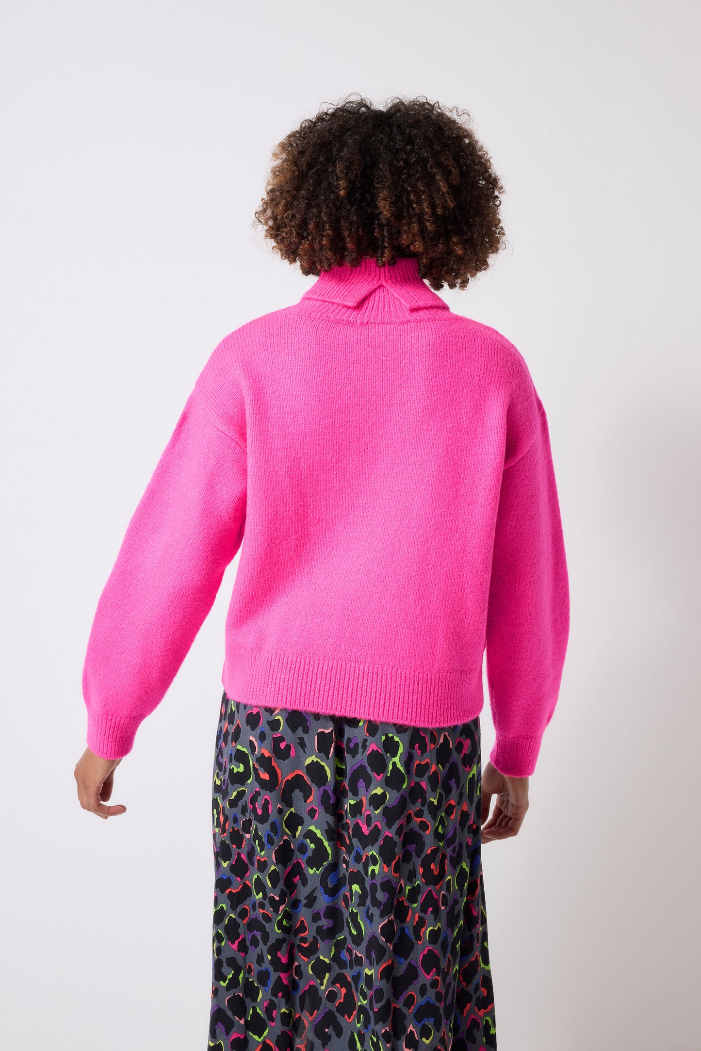 Pink Turtleneck Knitted Jumper