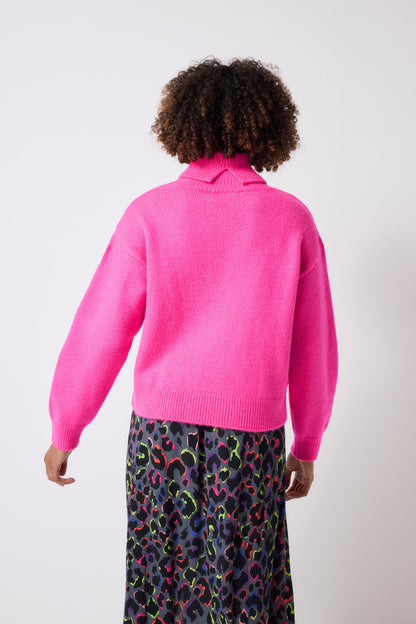 Pink Turtleneck Knitted Jumper