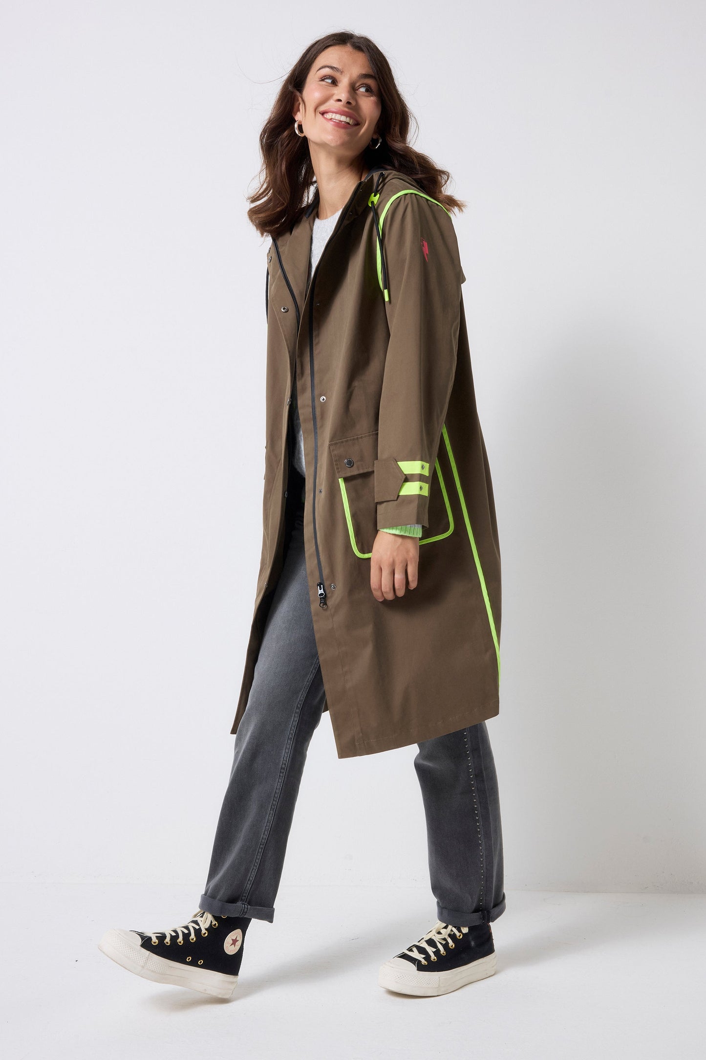 Khaki Longer Length Raincoat