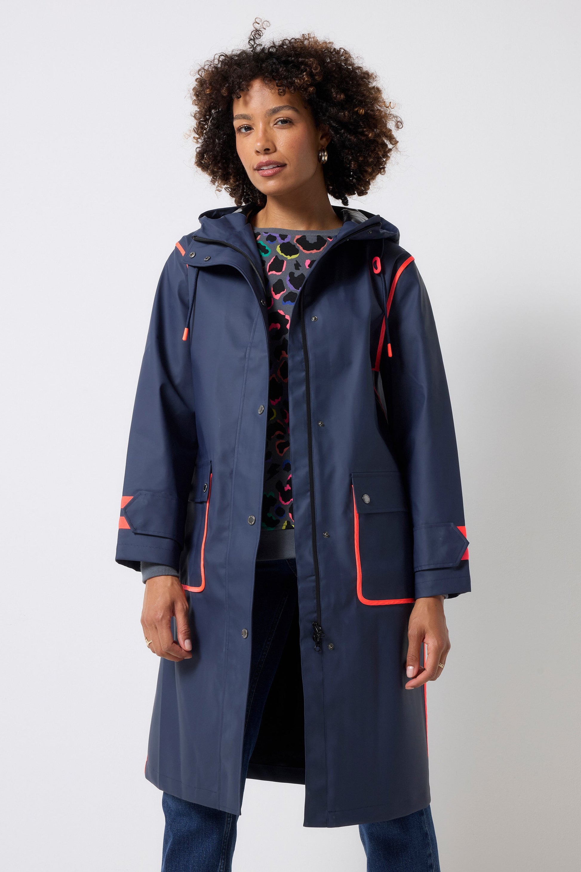 Navy Longer Length Raincoat