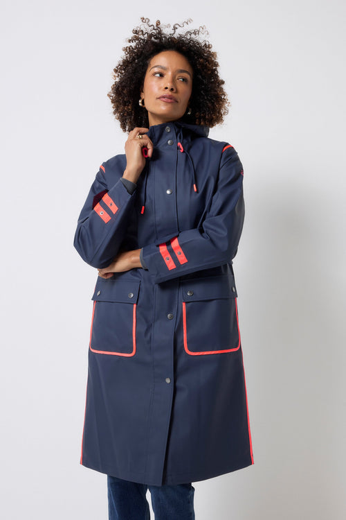 Navy Longer Length Raincoat
