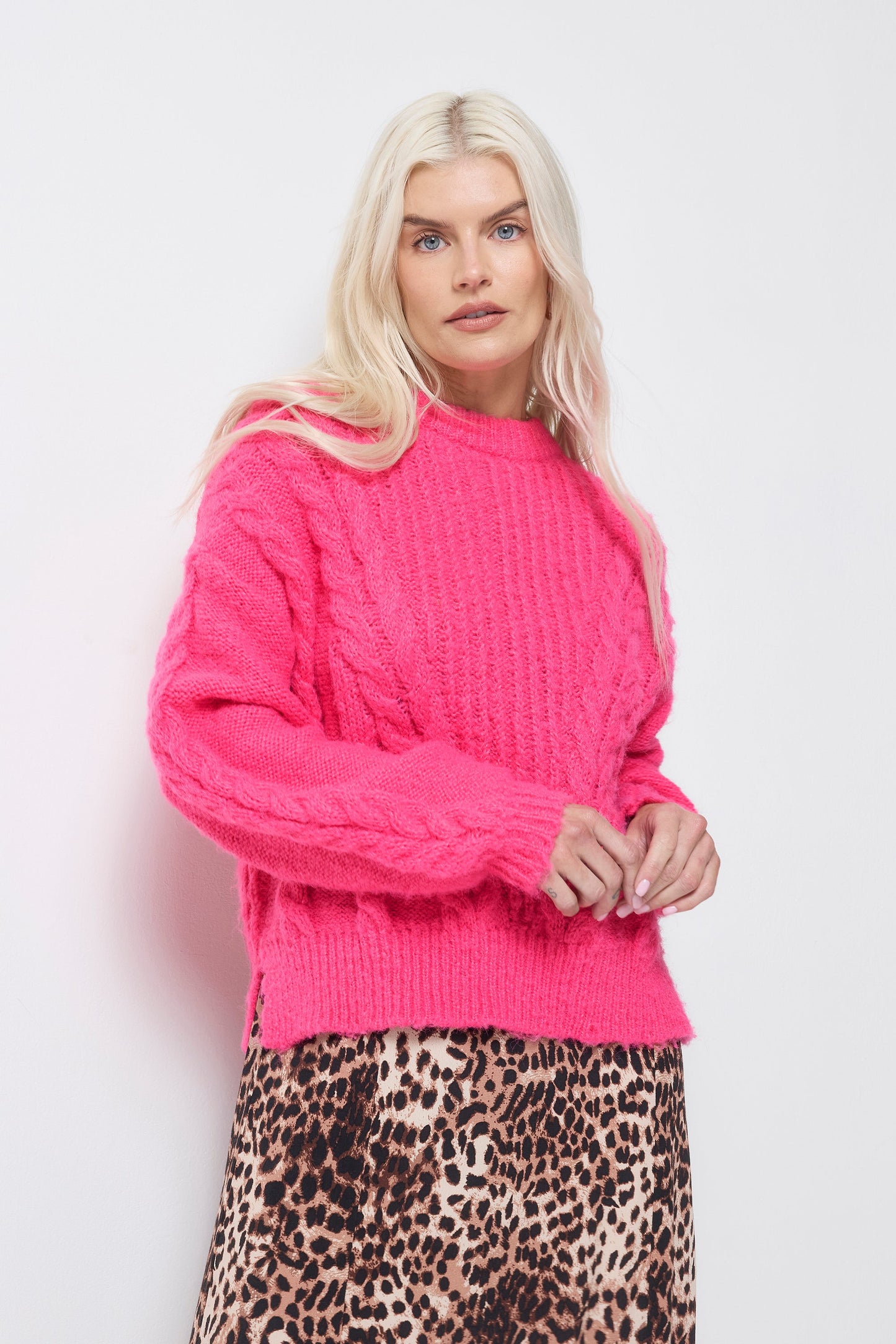 Pink Cable Knit Jumper