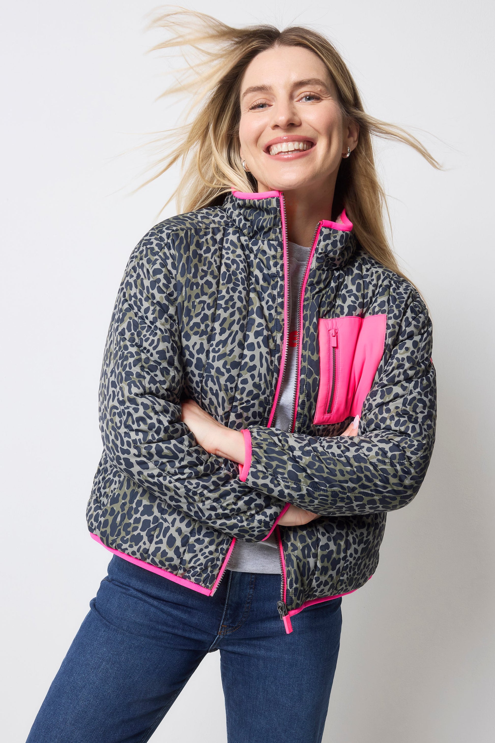 Khaki Wild Leopard Reversible Quilted Borg Coat