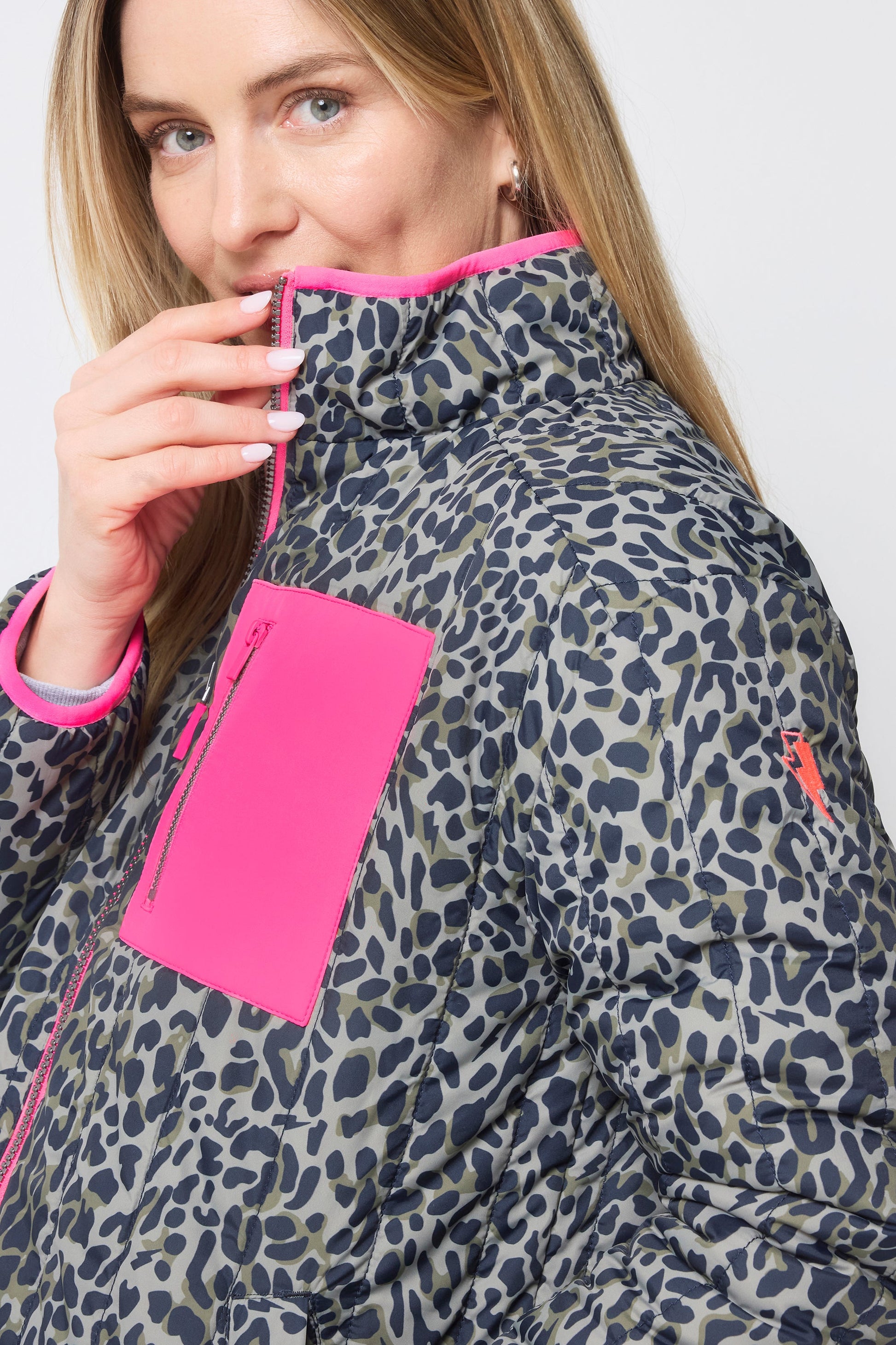 Khaki Wild Leopard Reversible Quilted Borg Coat