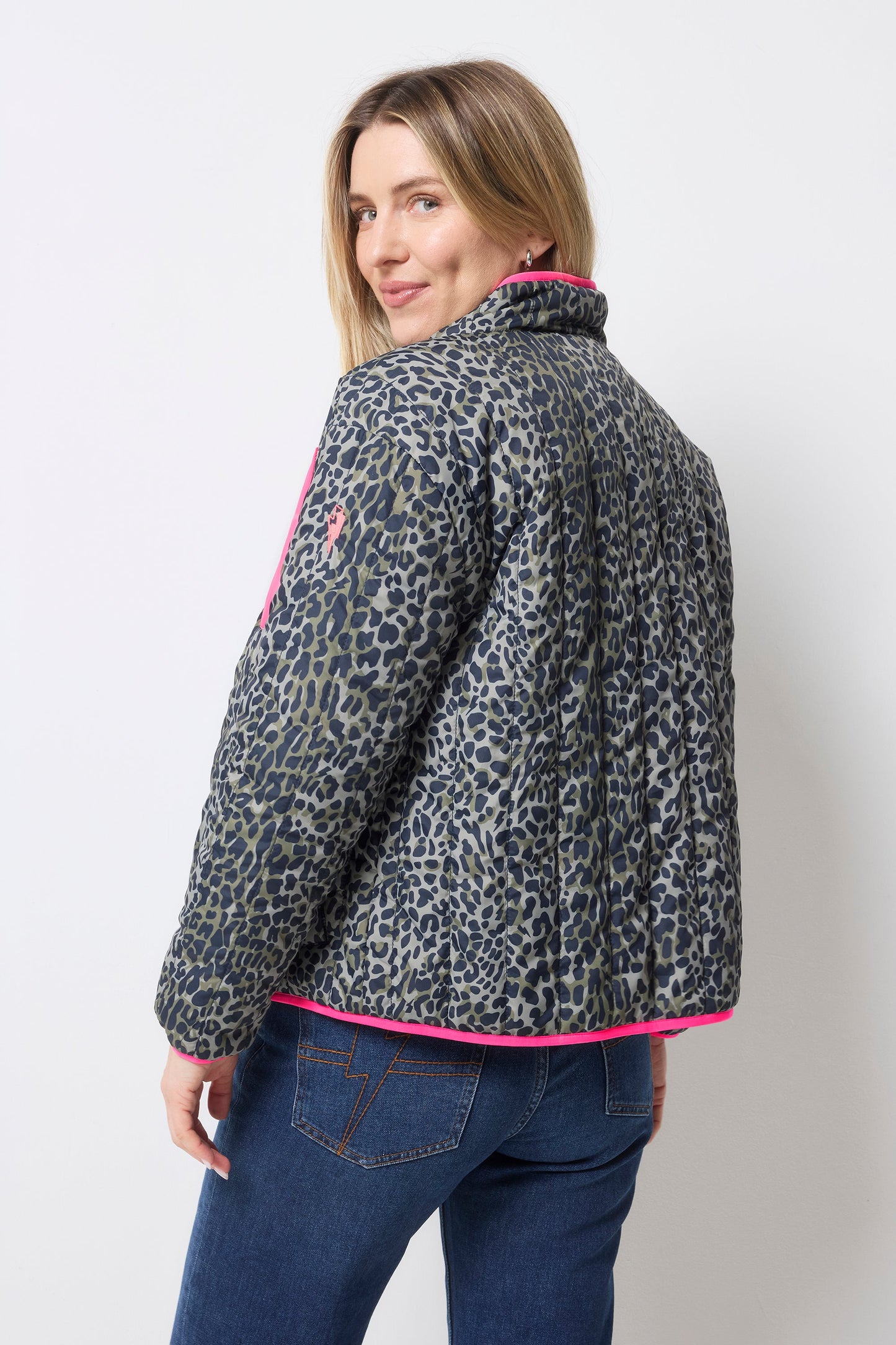 Khaki Wild Leopard Reversible Quilted Borg Coat