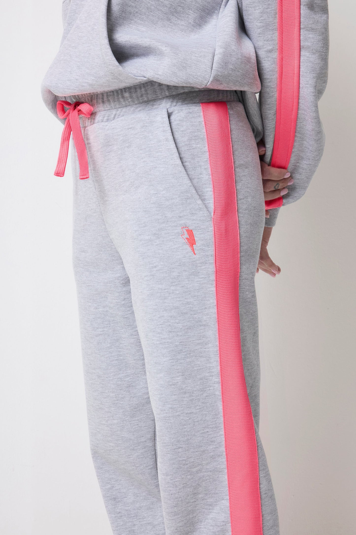Light Grey Marl with Pink Colourblock Joggers