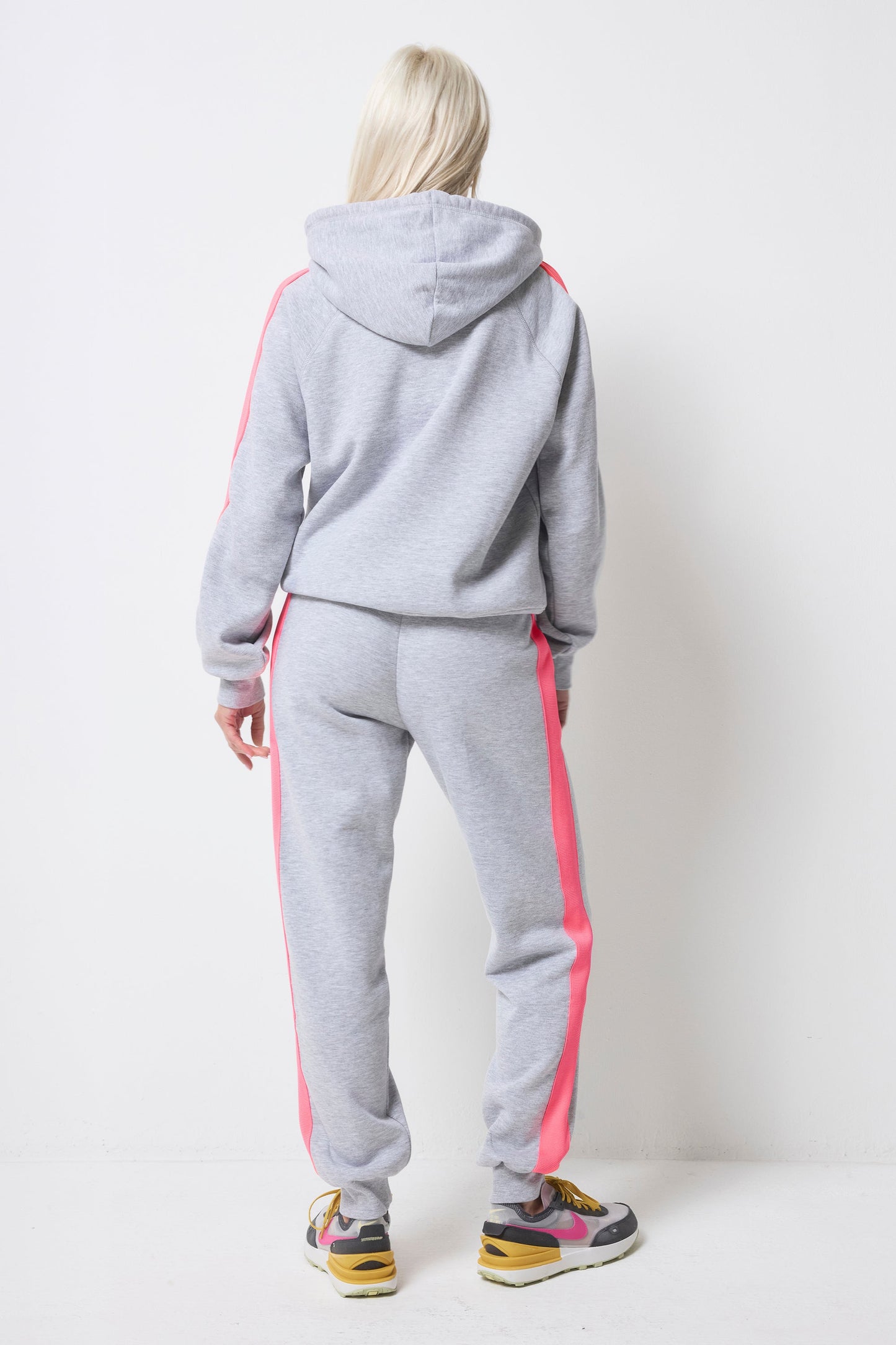 Light Grey Marl with Pink Colourblock Joggers