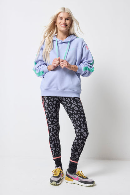 Blue with Turquoise Colourblock Relaxed Hoodie