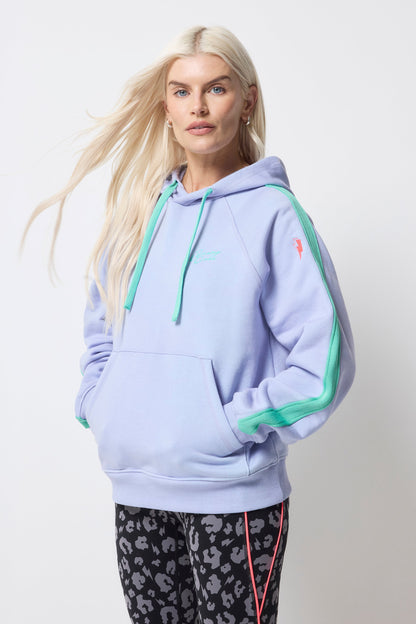 Blue with Turquoise Colourblock Relaxed Hoodie