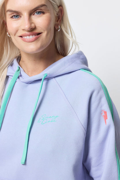 Blue with Turquoise Colourblock Relaxed Hoodie